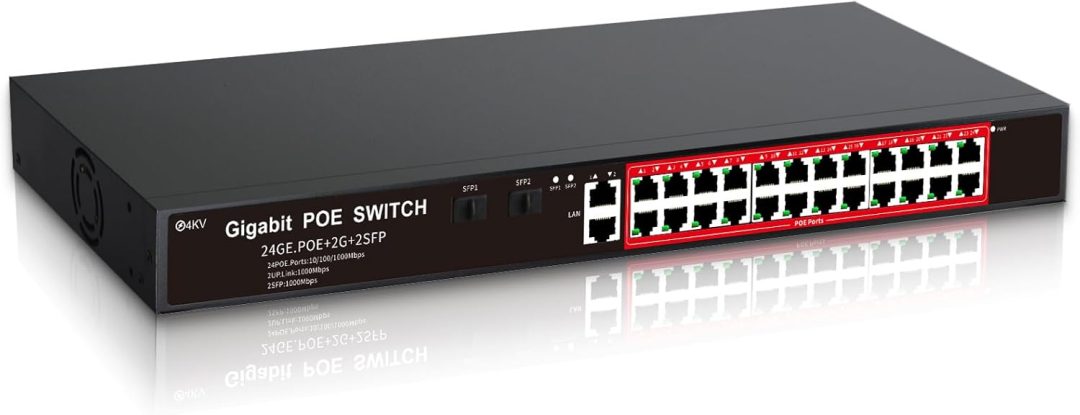 24 port 360W switch with 2 SFP ports 2